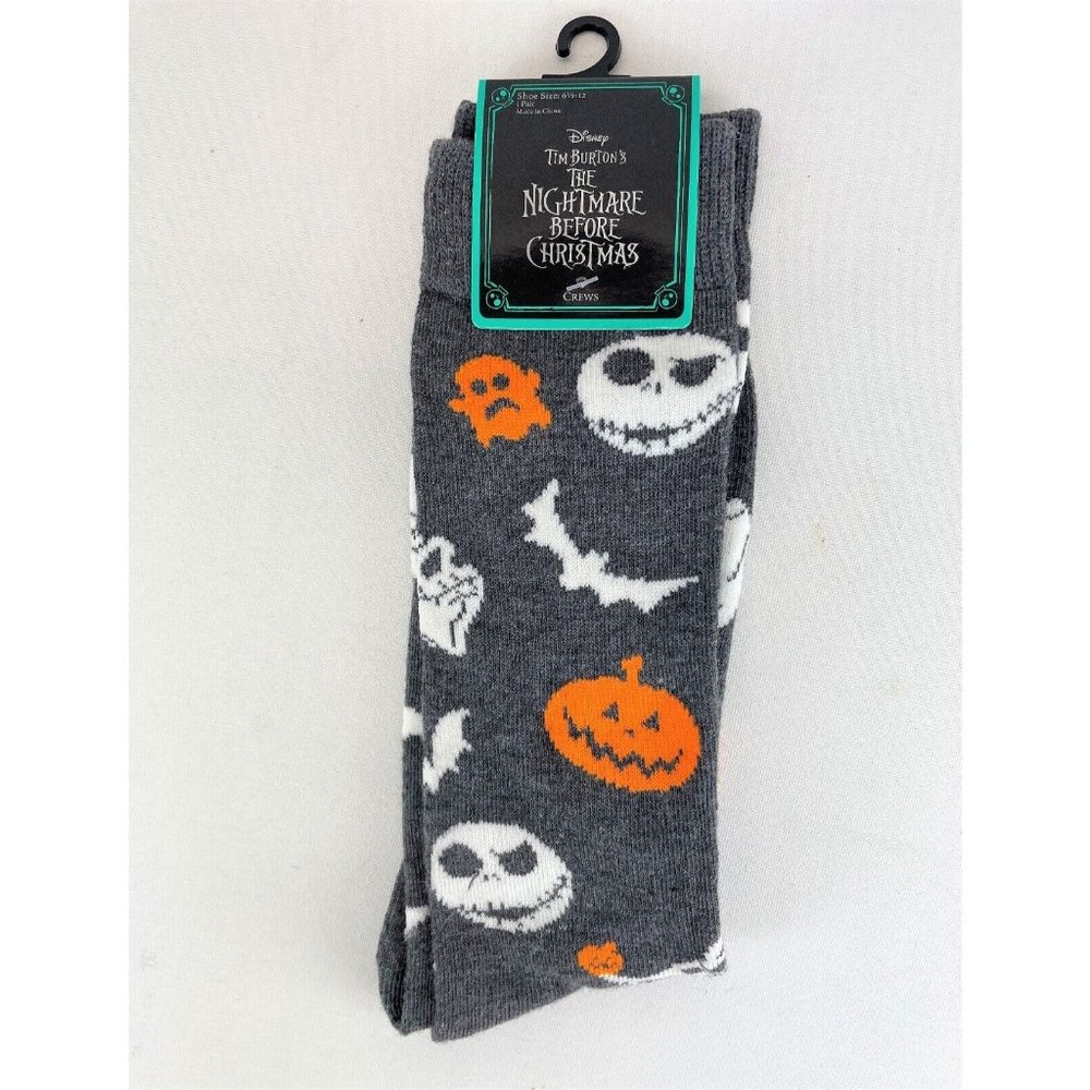 NEW Nightmare Before Christmas Halloween Crew Socks Size 6.5-12 Ghost Bats